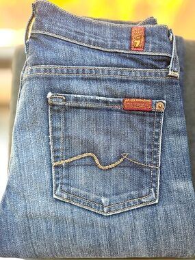 7 For All Mankind Vintage Bootcut Jeans Size 25 Short Inseam Made USA
